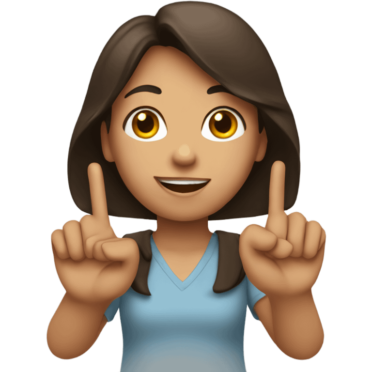 Brunette holding up 3 fingers in the air emoji