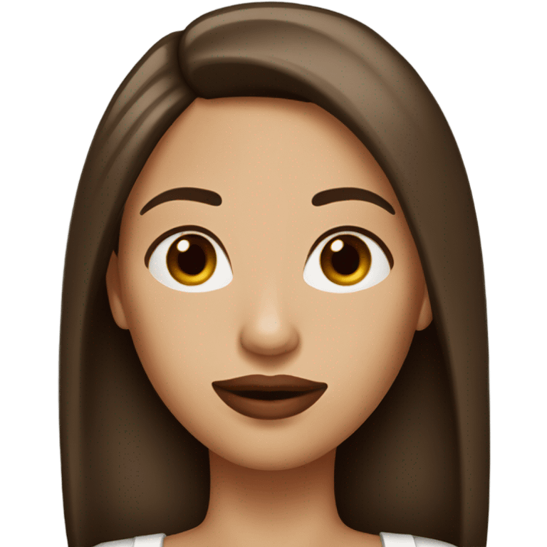 Woman with less red lips and straight brown hair white  emoji