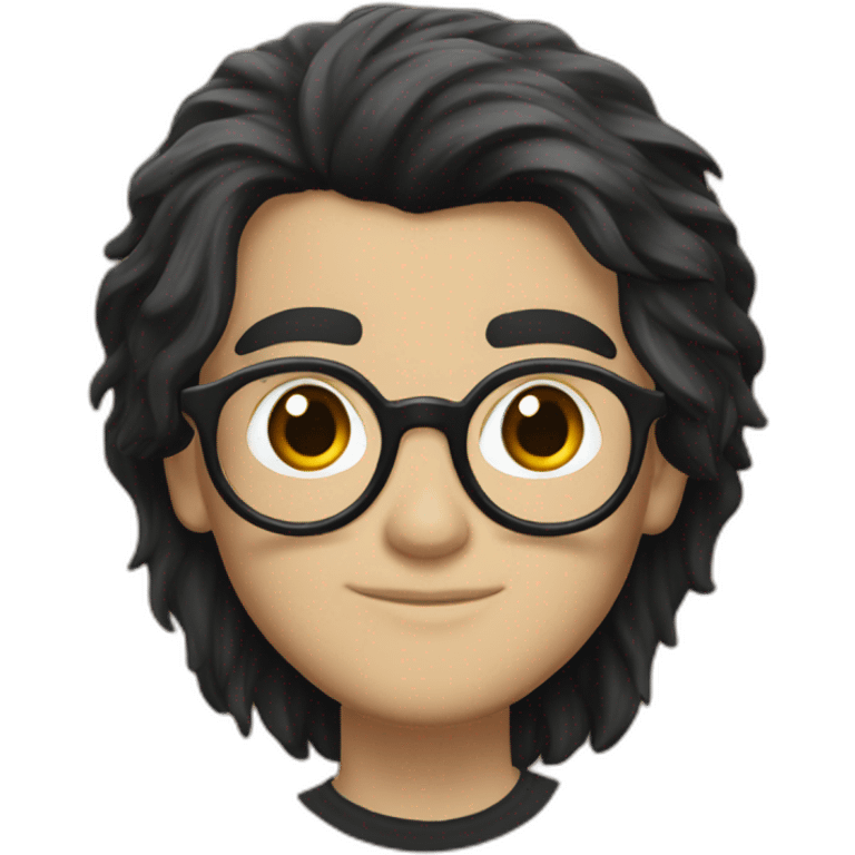 Harry Potter with black hairs wears a T-shirt with the word Sude on it emoji