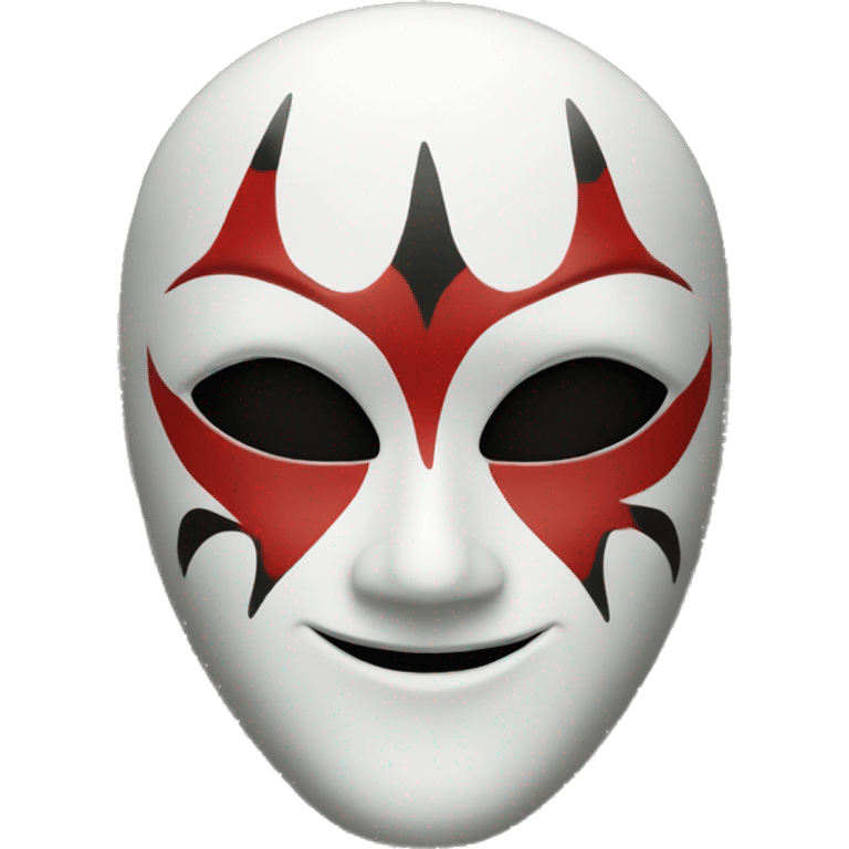 red ,black, and white jester mask emoji