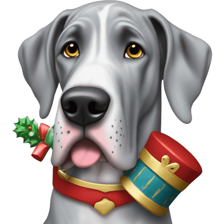 Merle grey Great Dane with a nutcracker  emoji