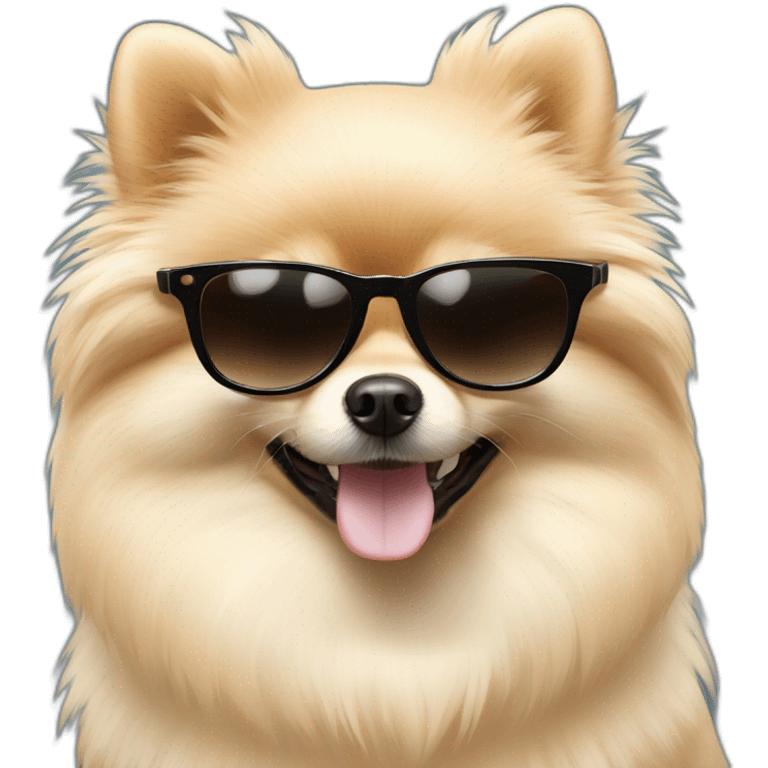 Cream color pomeranian in sunglasses emoji