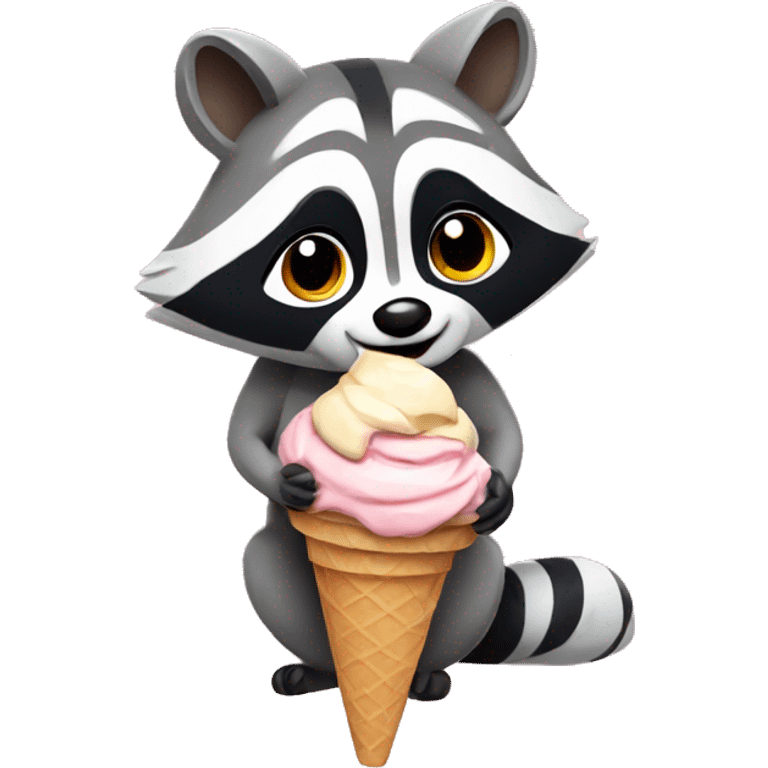 Raccoon with an ice cream emoji