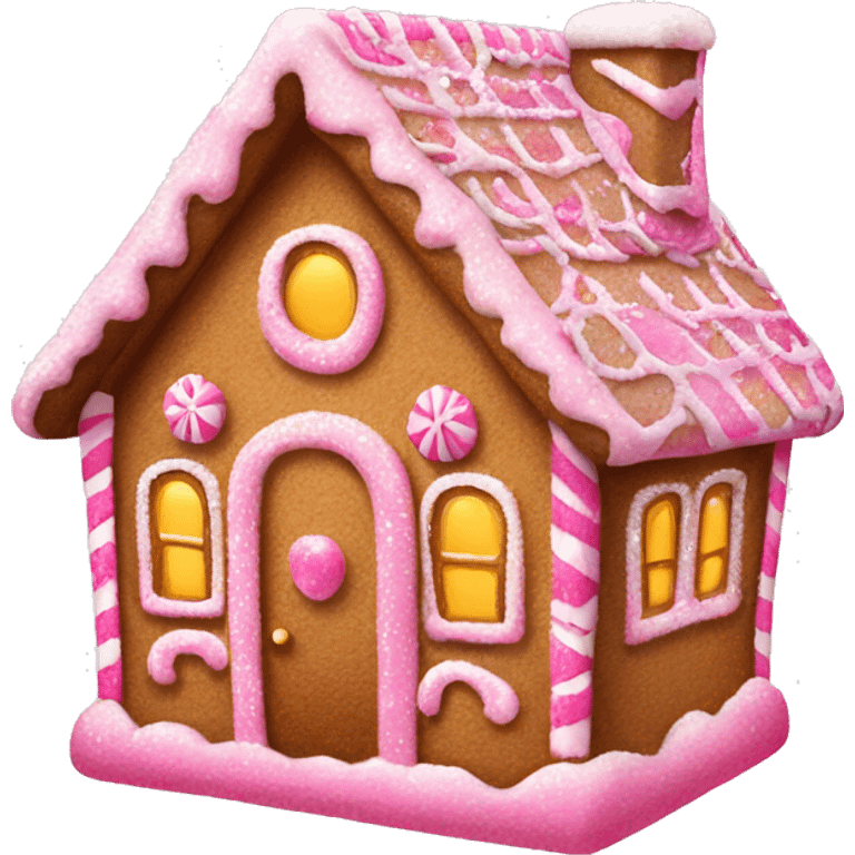 Pink sparkly gingerbread house  emoji