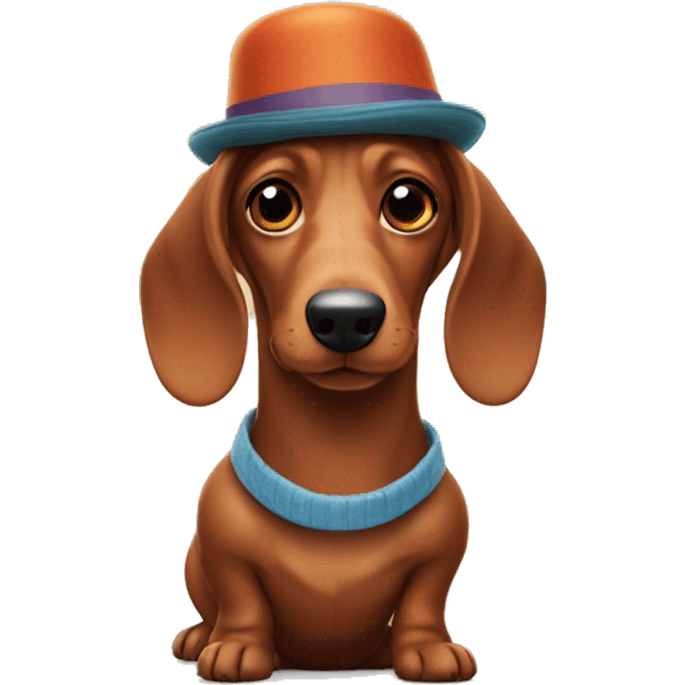 Sausage dog wearing a hat emoji