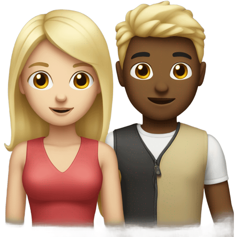 Blonde boy with brunette girl emoji