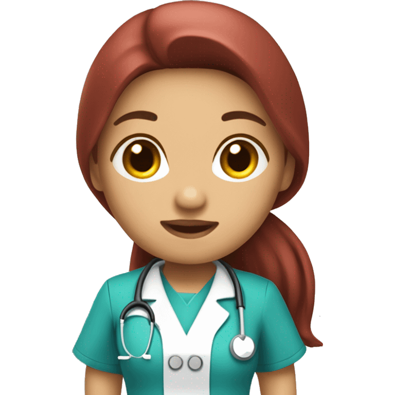 Mid 30 long hair Filipina Nurse with red scrubs emoji