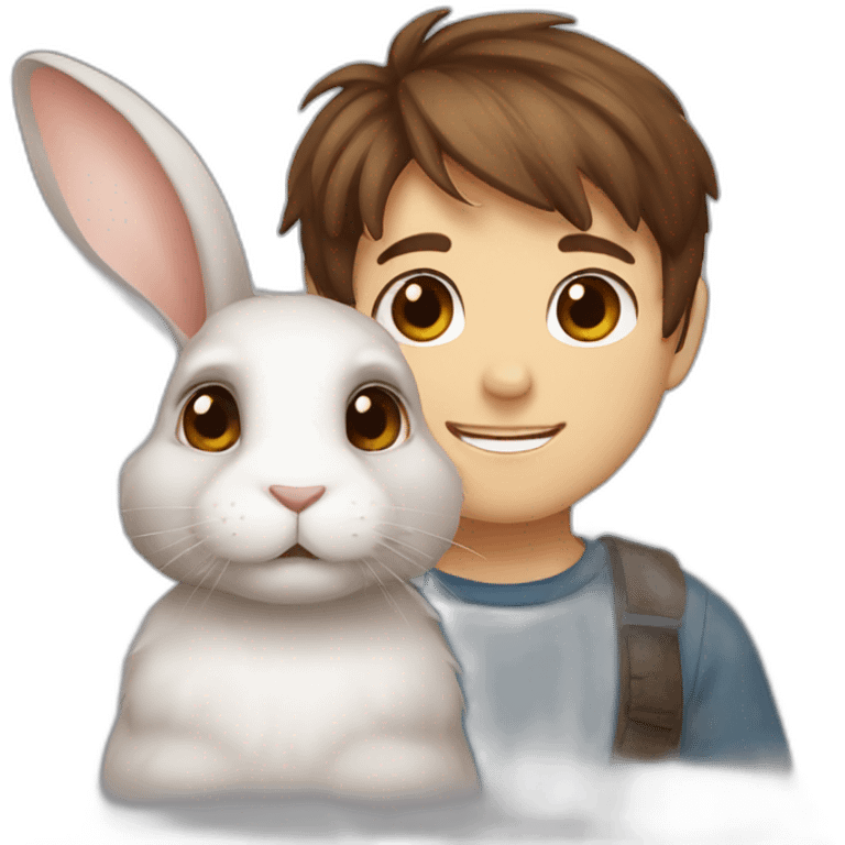 brown hair brown eyes rabbit boy emoji