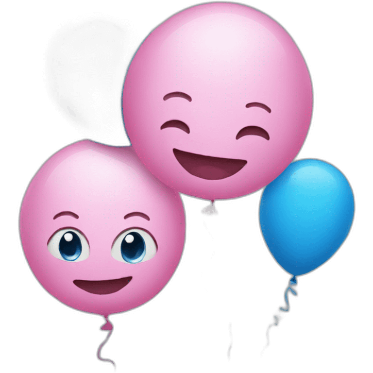 one blue balloon and one pink balloon emoji