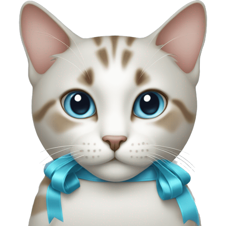 Cat with pastel blue ribbon on neck emoji