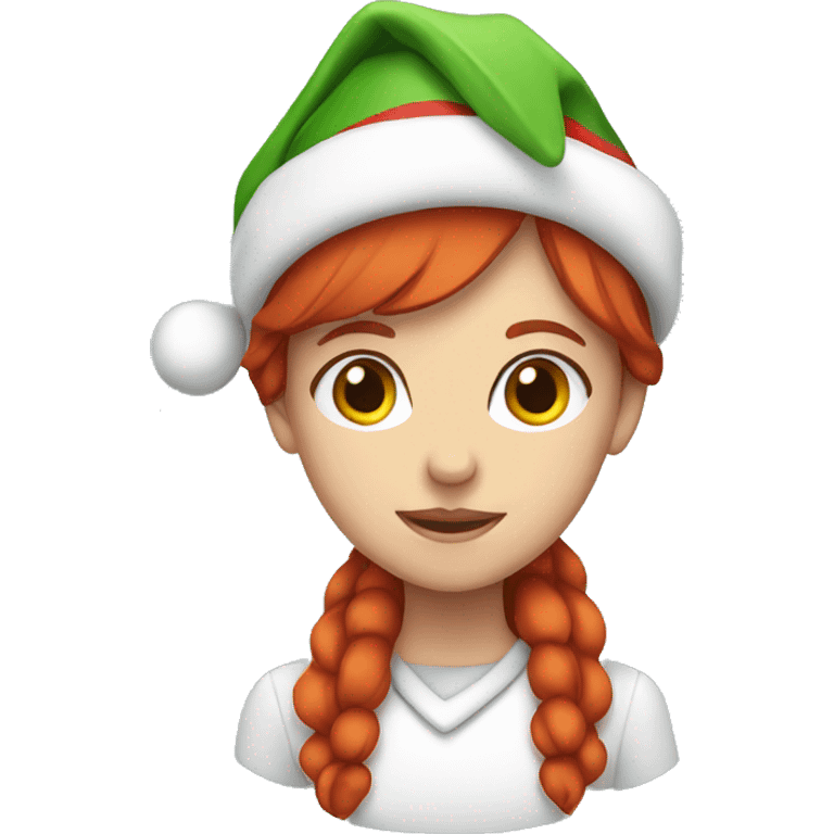 Girl with red hair and christmas hat emoji