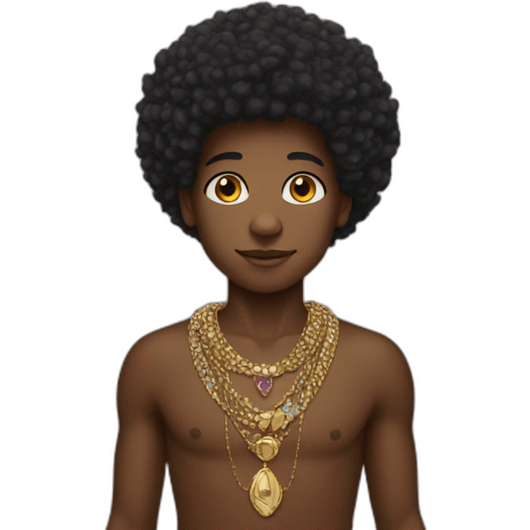 afro boy with jewelry emoji