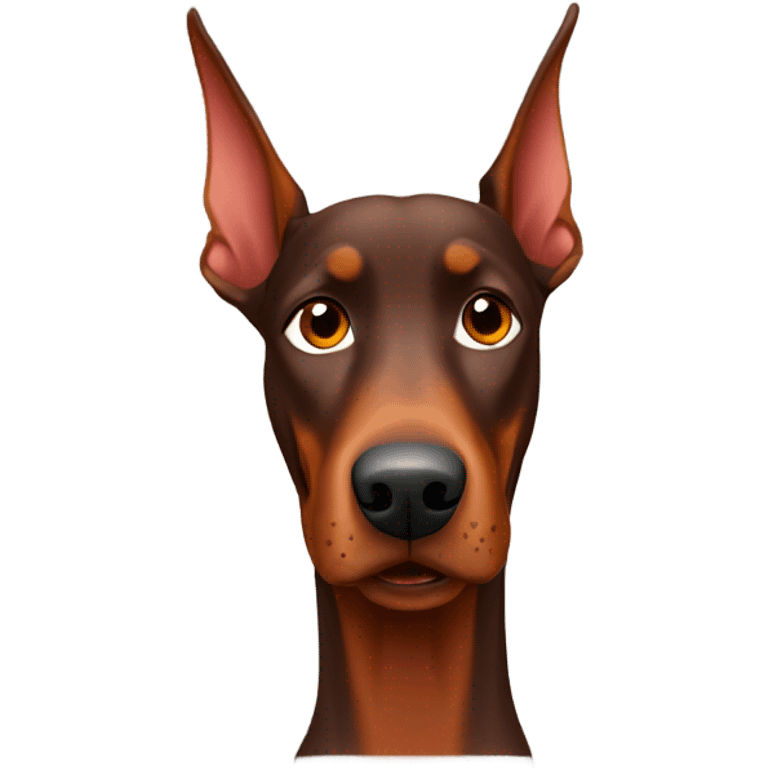 Red Doberman without cropped ears face facing front happy eyes emoji