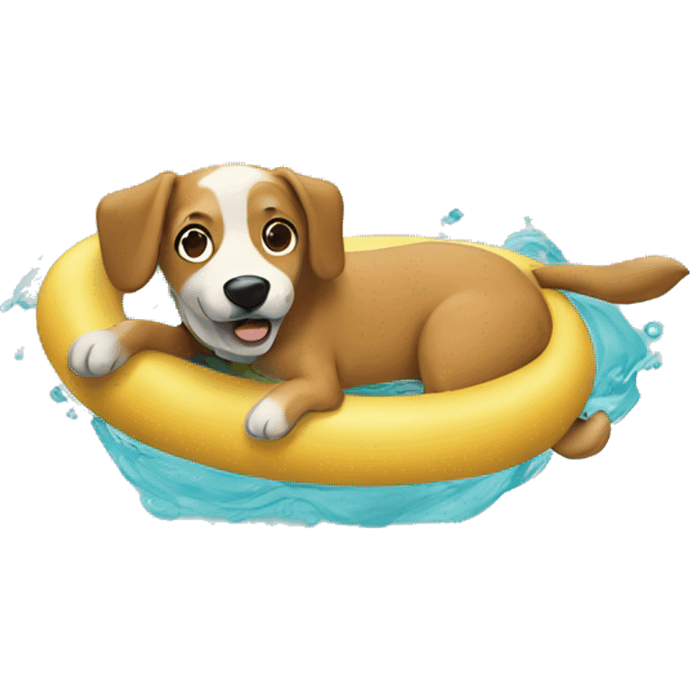 Dog  swimming with floaty emoji