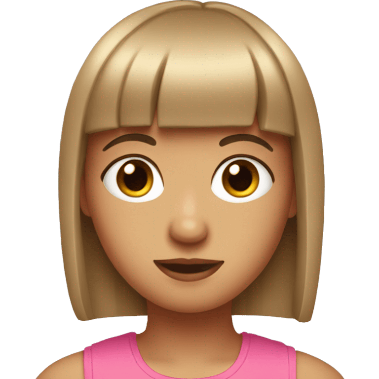 a girl with bangs and pink tank top emoji