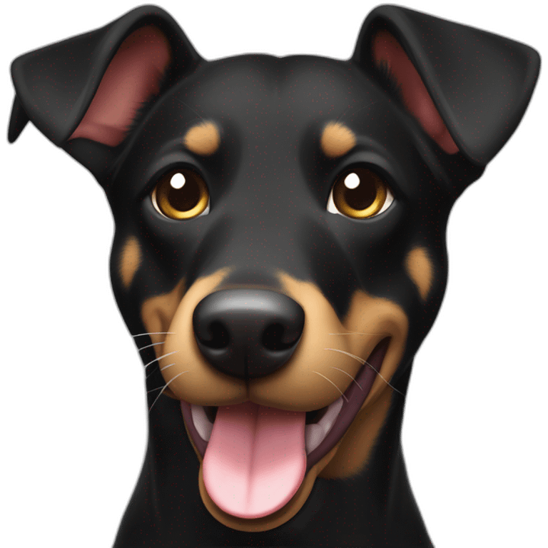 Black and tan kelpie with long tongue and floppy ear emoji