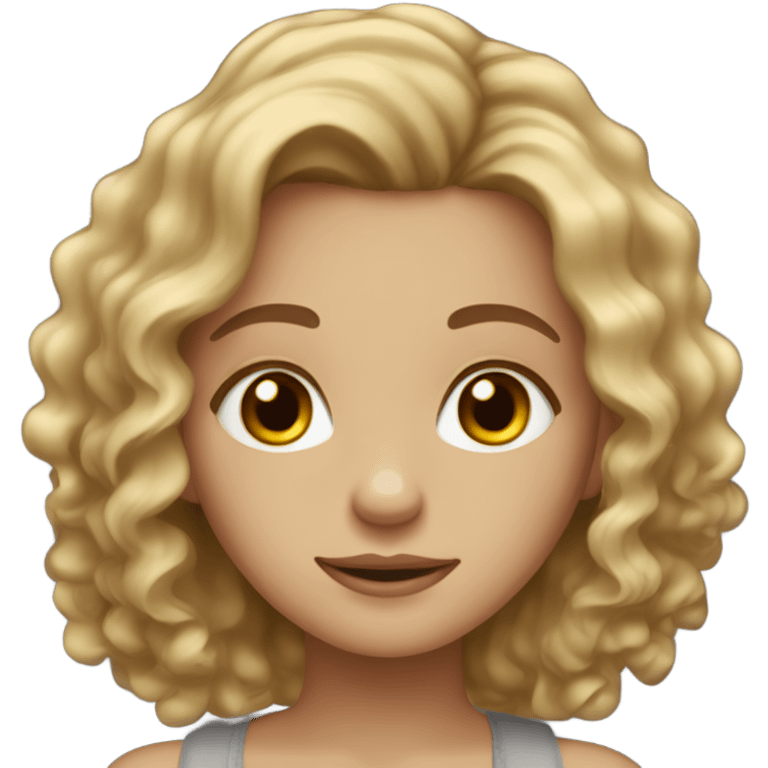 dark blonde girl with wavy hair and hazel eyes emoji