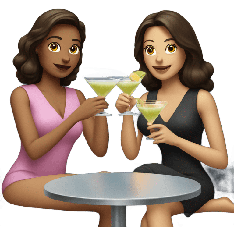  women two friends sipping martinis brunettes emoji