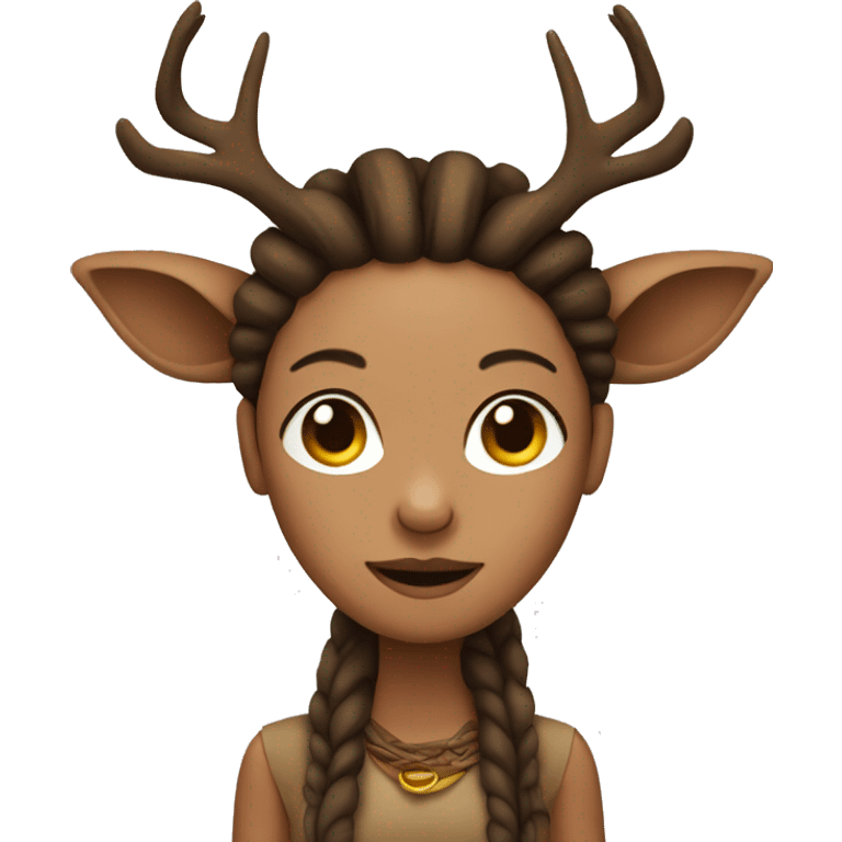 Deer woman with brown dreadlocks emoji