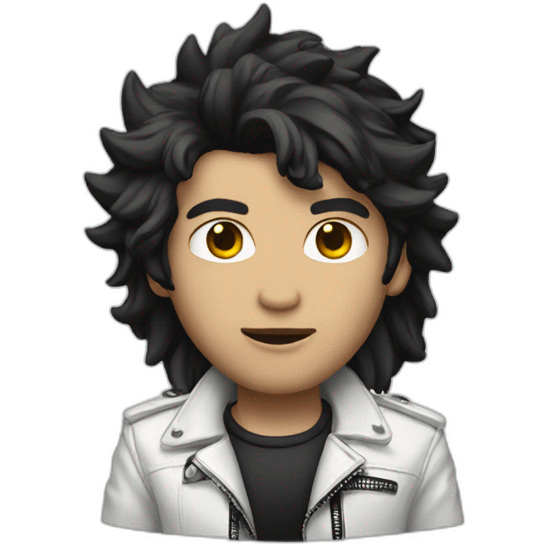 Punk male with white leather jacket with dark hair emoji