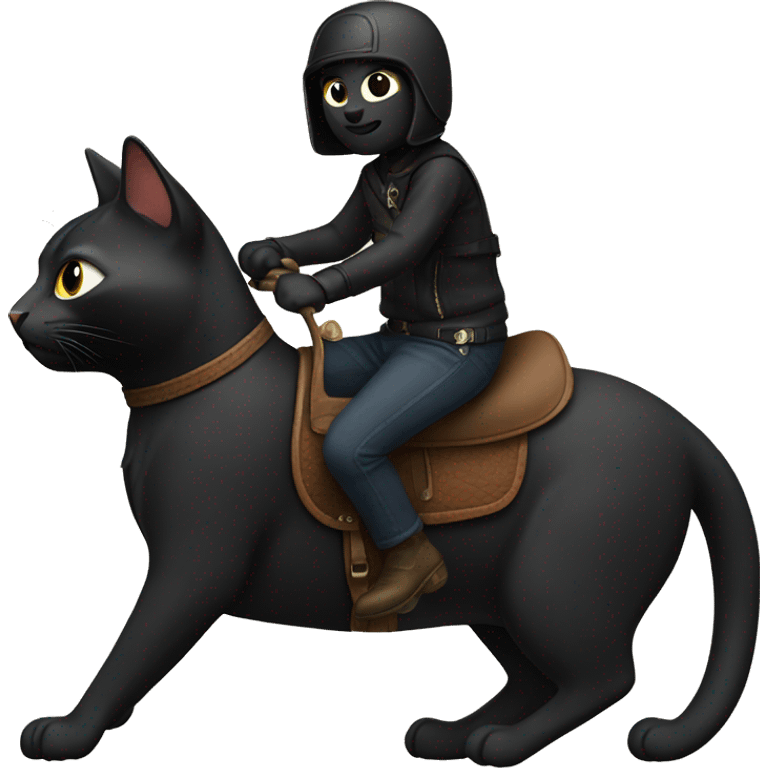 black cat with riding croo emoji