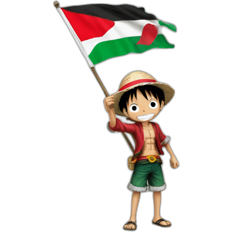 Luffy held onto his hand flag just Palestine emoji