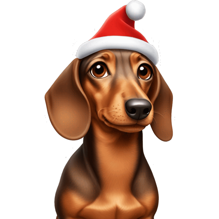 dachshund wearing santa hat emoji