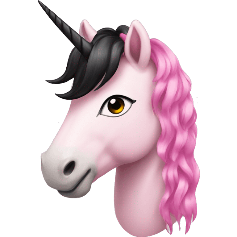 Pink unicorn with black hair emoji