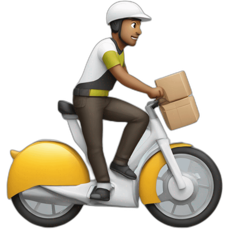 White Food delivery rider on bike. emoji