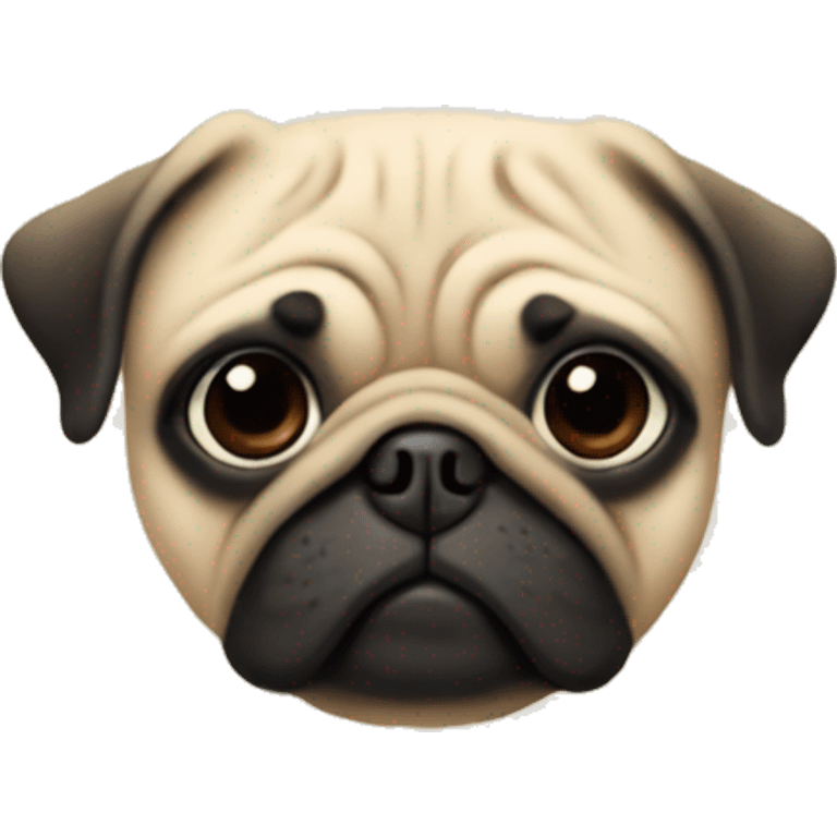 a cream colored pug wearing a superman costum emoji