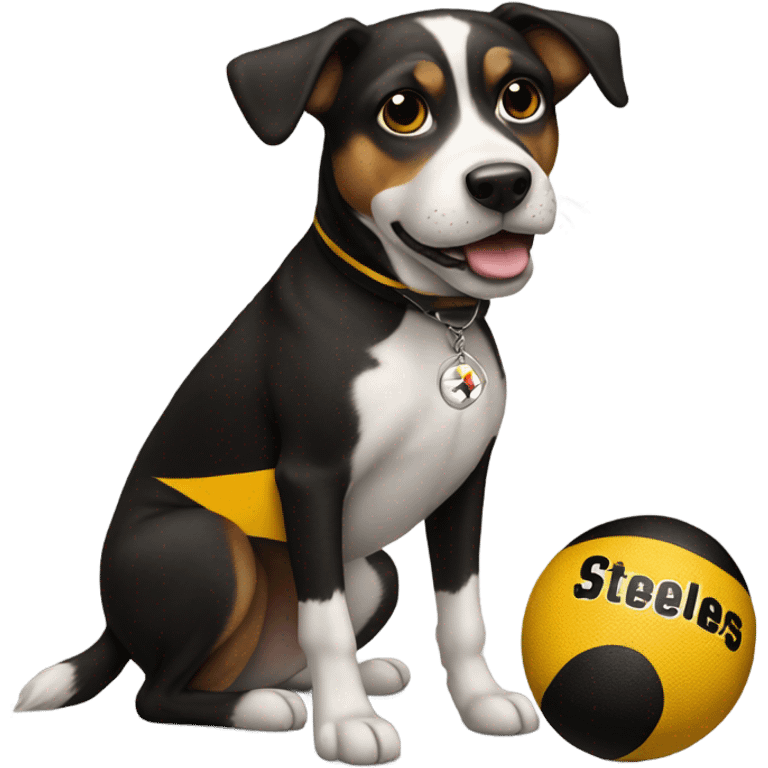 Dog wearing a Steelers jersey  emoji