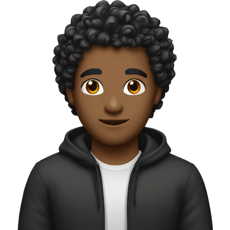 A guy curly hair black emoji