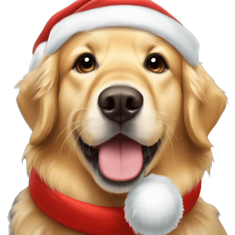 Golden retriver with santa hat  emoji