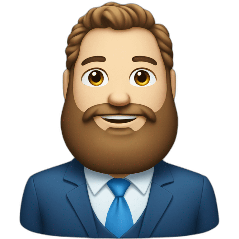 blue eyes fat smiling man with a long brown beard in a blue suit emoji