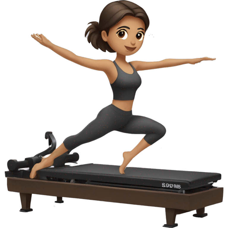 Brunette girl doing reformer Pilates emoji