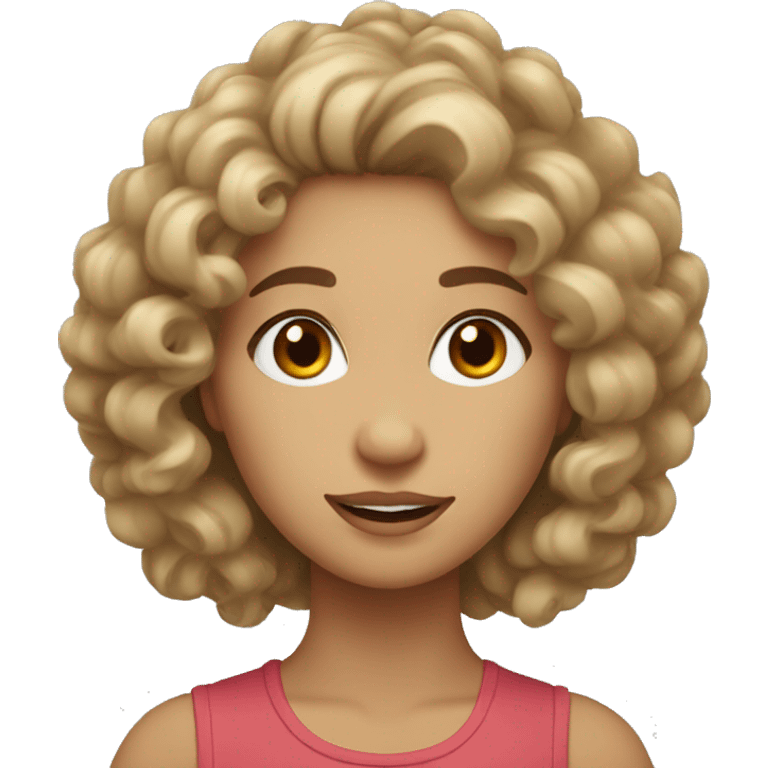 make a lady with curly hair. her hair should be light brown, almost blond. She should have big brown eyes emoji