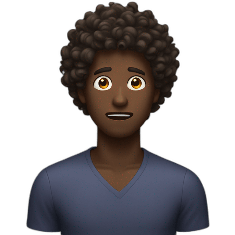 dark skinned guy with curly hair being shocked emoji