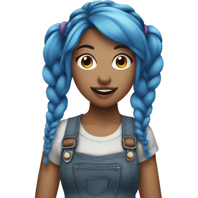 A singer girl with blue hair and pigtails emoji