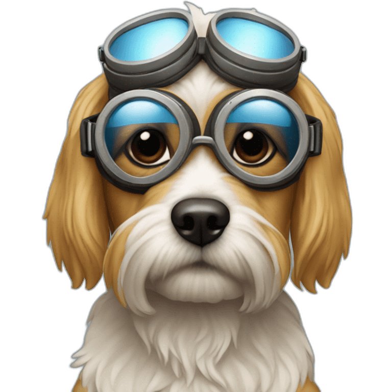 yorkshire dog wearing aviation goggle emoji