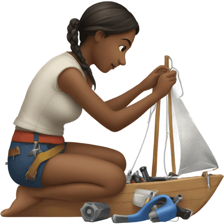 girl repairing sailboat emoji