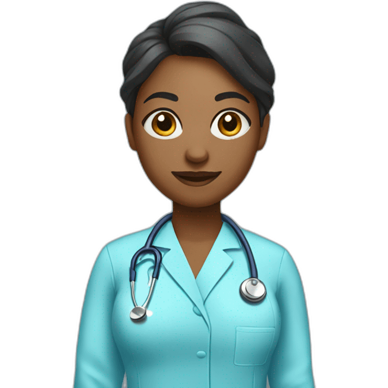 female black doctor in baby blue scrubs emoji