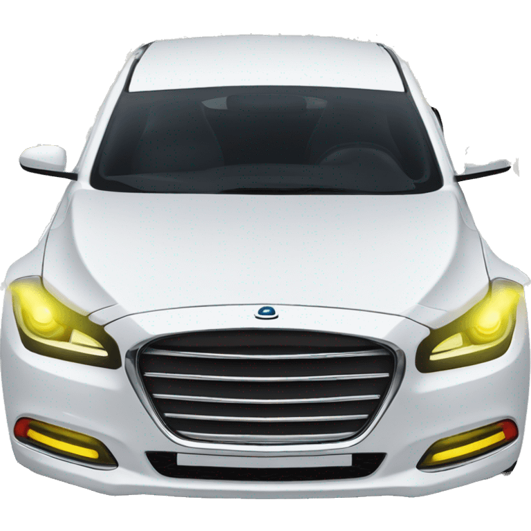 Genesis car hyunnday white with rear bumper yellow and all cover with christmast lights emoji