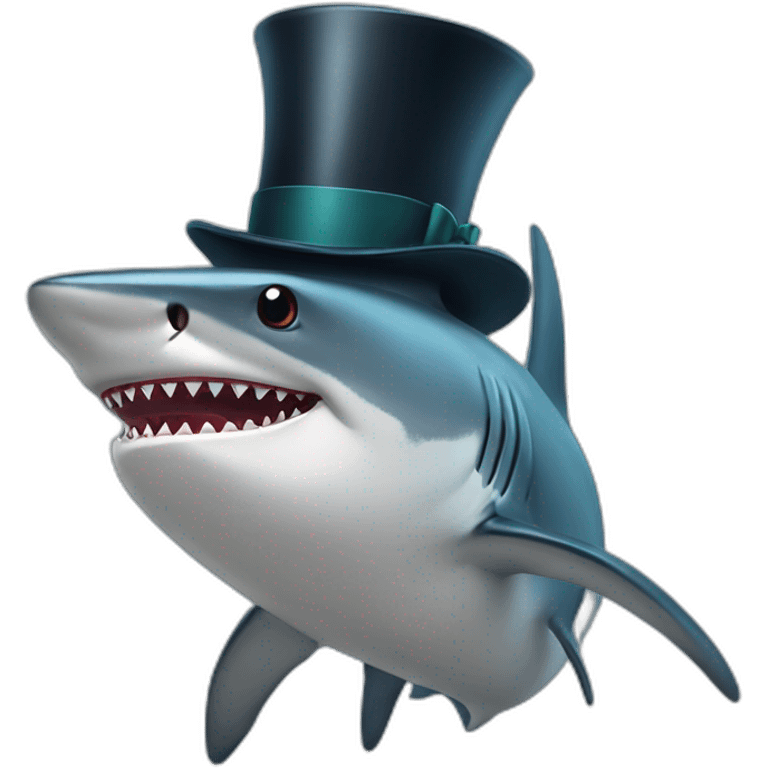 Shark with a top hat emoji