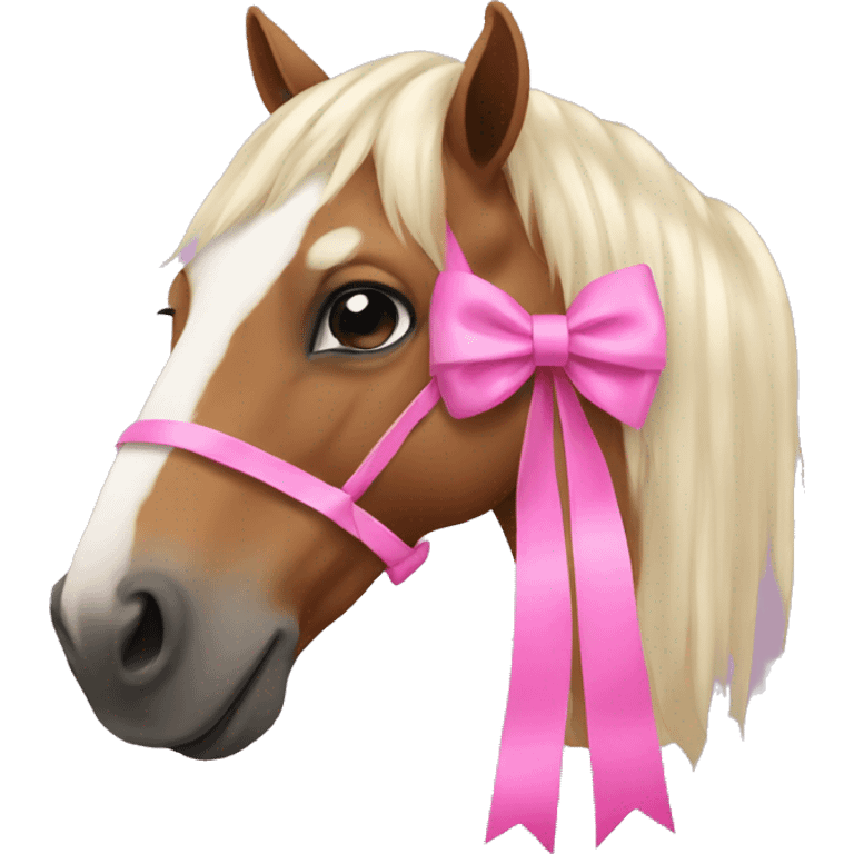 A horse with a pink bow  emoji