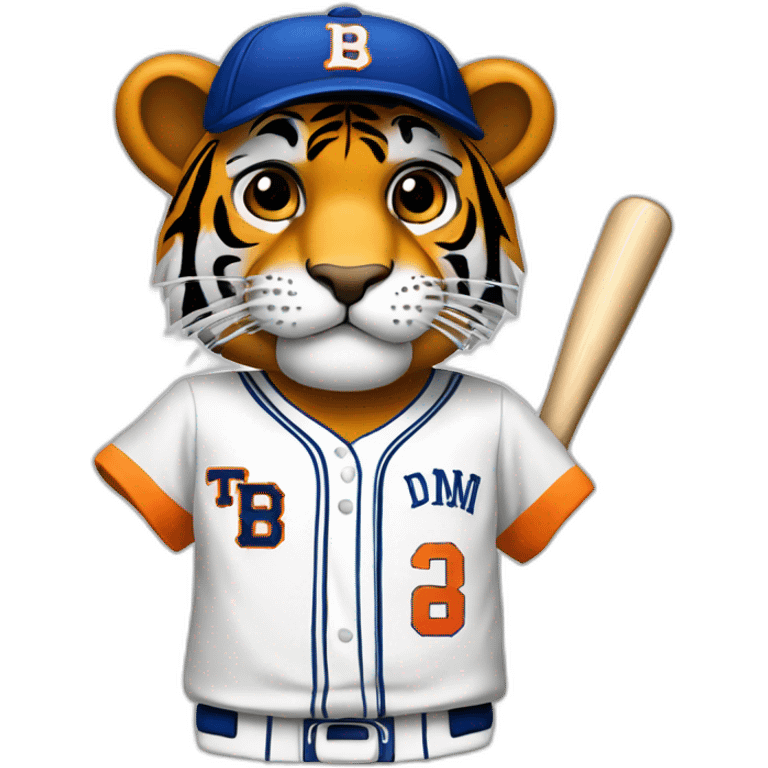 Tigre con camiseta de beisbol y la letra L emoji