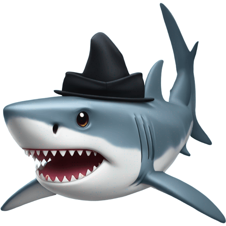 Shark with a top hat emoji