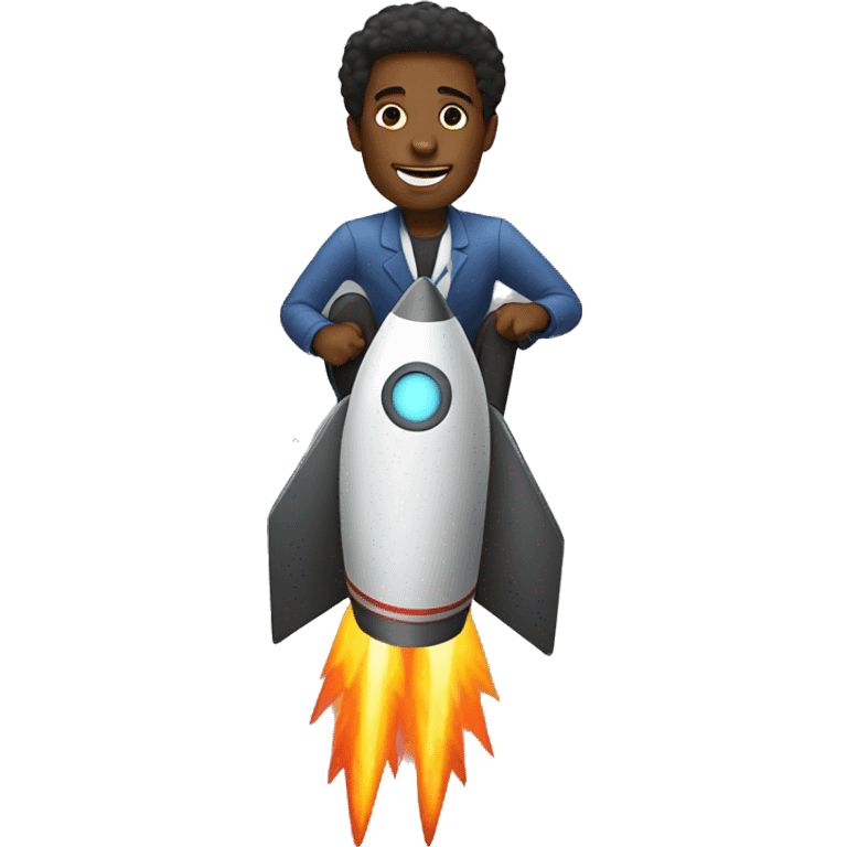 Black man riding a rocket emoji