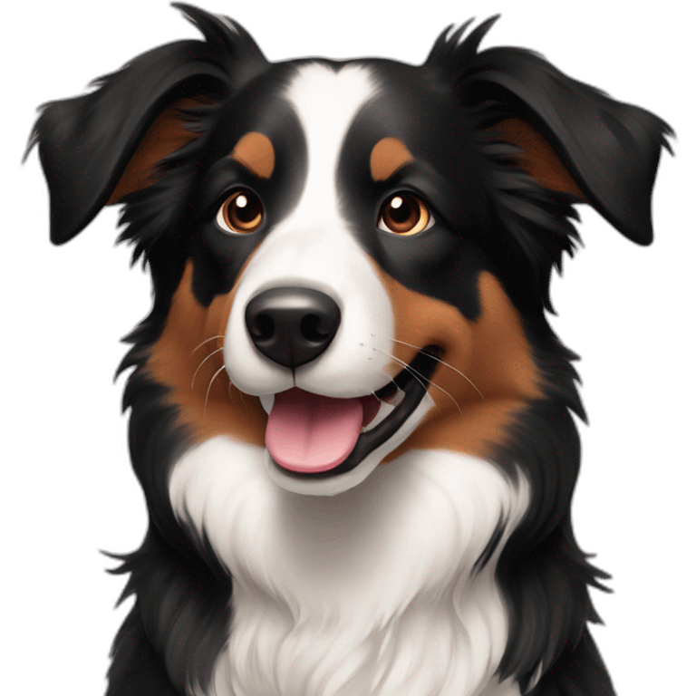 Short haired Border Collie black brown, happy and cute  emoji