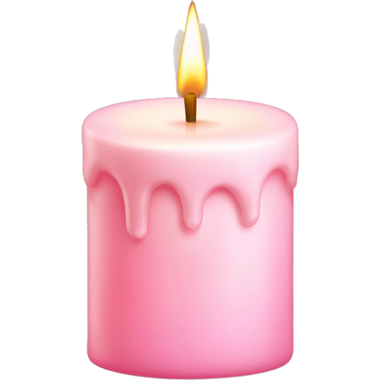 Pastel Pink Candle "A pastel pink candle with a glowing flame, surrounded by swirling sparkles and tiny floating heart-shaped lights." emoji