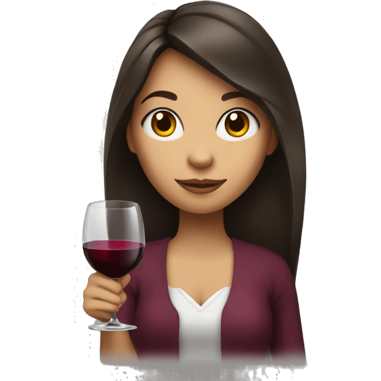 Medium-haired Brunette Girl with wineglass in hand emoji